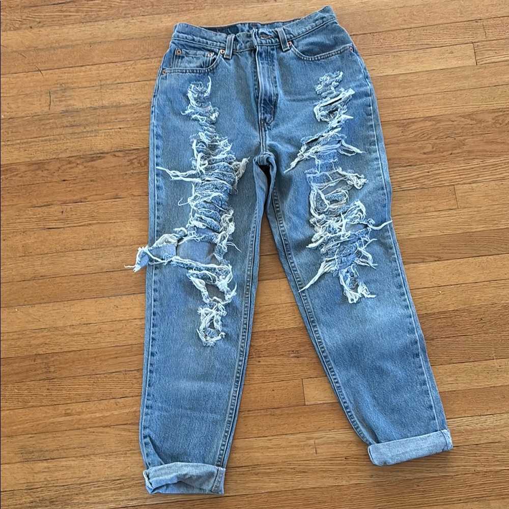 Levi's Blue Boyfriend Distressed Jeans